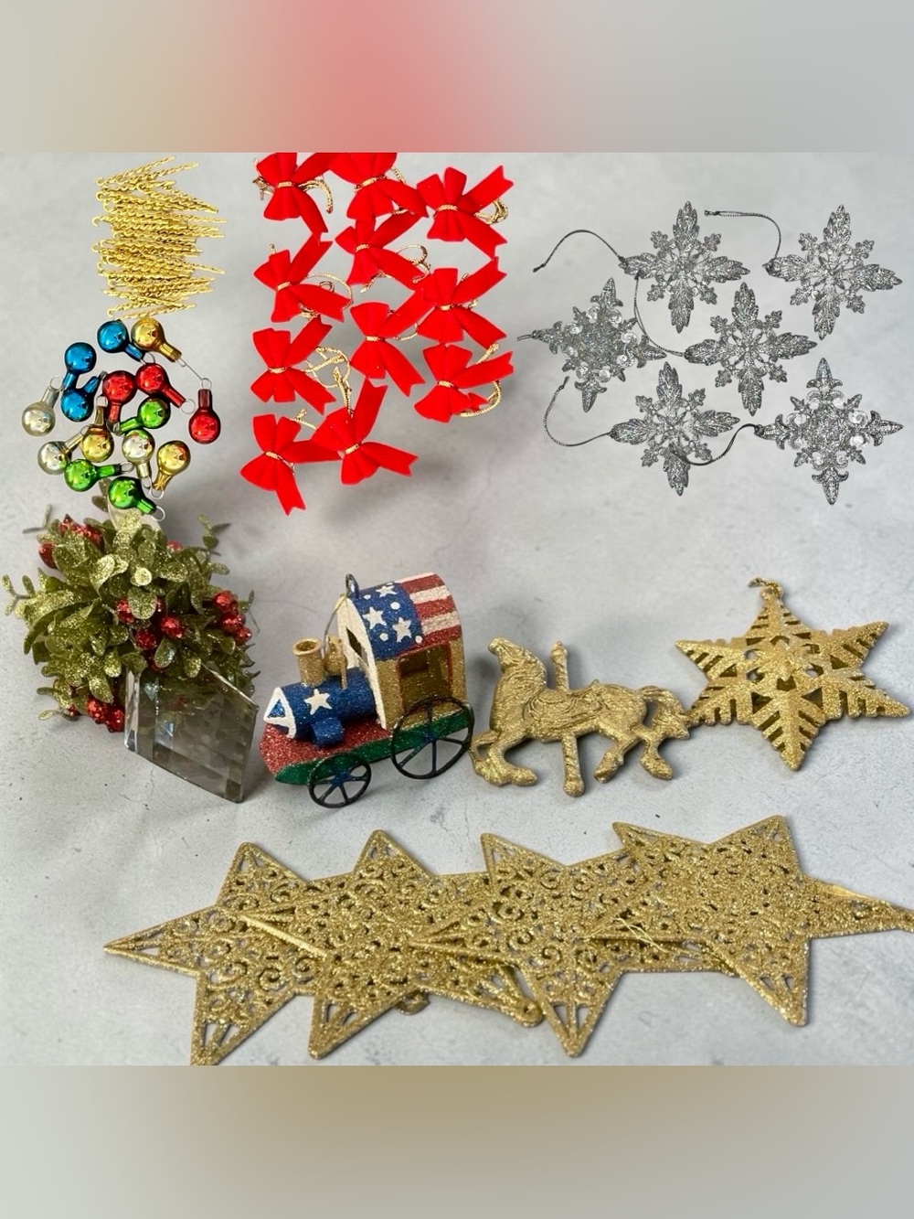 Vintage Christmas Ornaments Big Lot of 72 Sparkling Glitter Finish